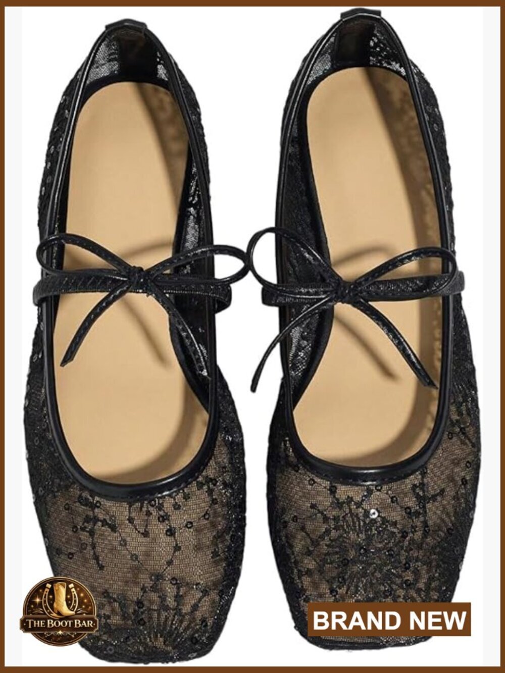 Lace Embroidery Square Toe Ballet Flats - Elegant Flat Shoes